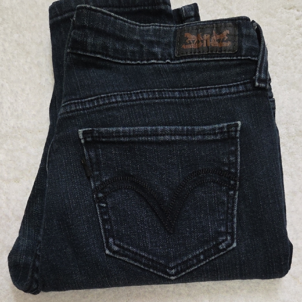 Vintage Levis 535 Legging Dark Wash Women's Jeans with Back Pocket Stitching